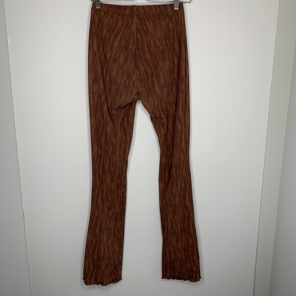 House of CB Erin Mesh Chocolate Brown Print Flare Pants Womens Small - Picture 13 of 16
